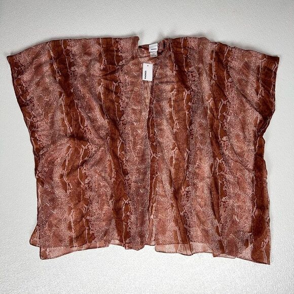 Sonoma Brown Animal Print Open Front Kimono Cover-Up One Size NWT - Picture 2 of 8